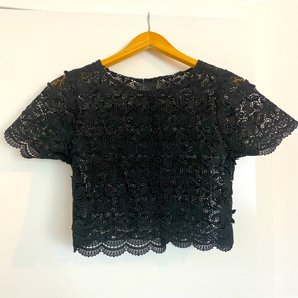 Reformation Tops - Reformation Black Lace Crop Top